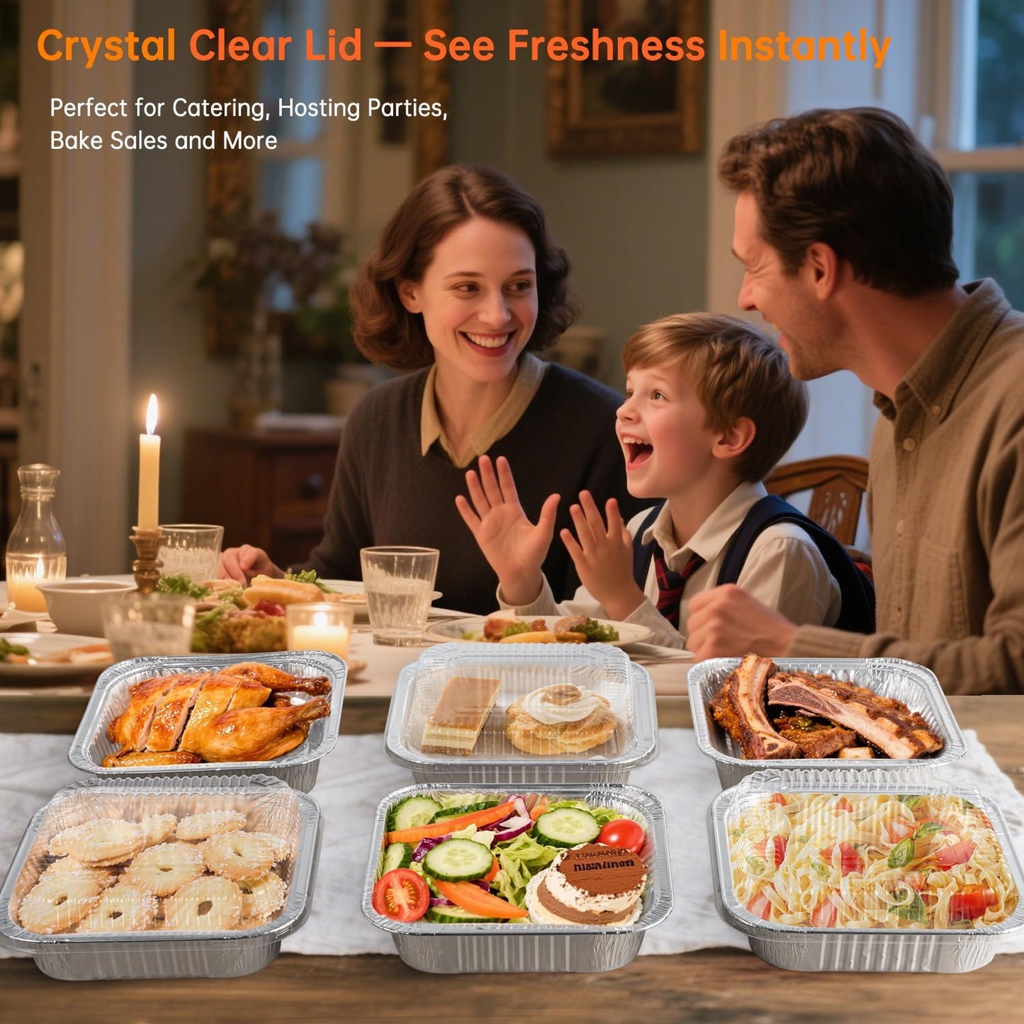 8x8 Aluminum Pans - 20 Pack Disposable Foil Pans, Heavy Duty Square Aluminum Baking & Roasting Trays for Meal Prep, Food Storage, Heating & Party Serving