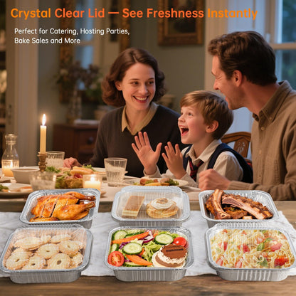 8x8 Aluminum Pans - 20 Pack Disposable Foil Pans, Heavy Duty Square Aluminum Baking & Roasting Trays for Meal Prep, Food Storage, Heating & Party Serving