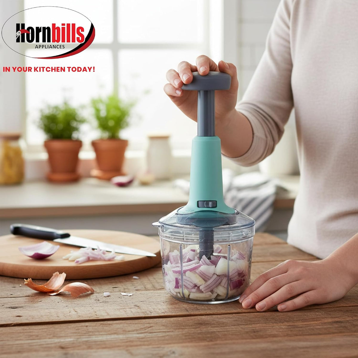 Push Chopper with 4 Blades 1000 ML Handy & Compact Chopper