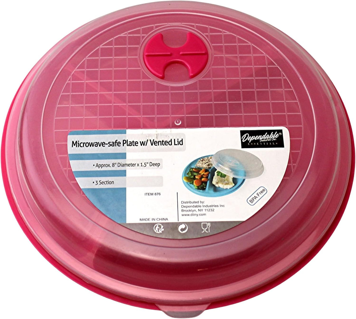 3-Pack Divided Microwave Plates with Vented Lids – Mixed Colors – BPA-Free Reusable Plates for Portion Control, Meal Prep & Leftovers – Stackable, Freezer & Dishwasher Safe