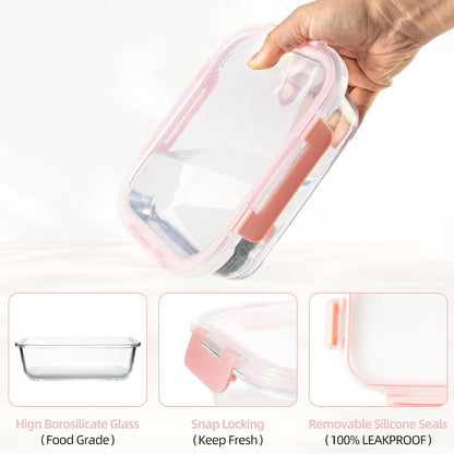 16PCS (8 Bowls + 8 Lids) High Borosilicate Glass Meal Prep Containers, Food Storage Containers with Airtight Lids, Glass Lunch Bento Boxes,Dishwasher Safe, blue