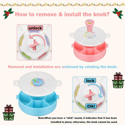 JOOPETALK Kids Reusable Rotating Snack Container with 5 Separate Compartments, Color Matching Opening Lid, BPA/PVC-Free, Dishwasher Safe, Perfect for Travel, School Lunches & On-the-Go Snacking-Purple