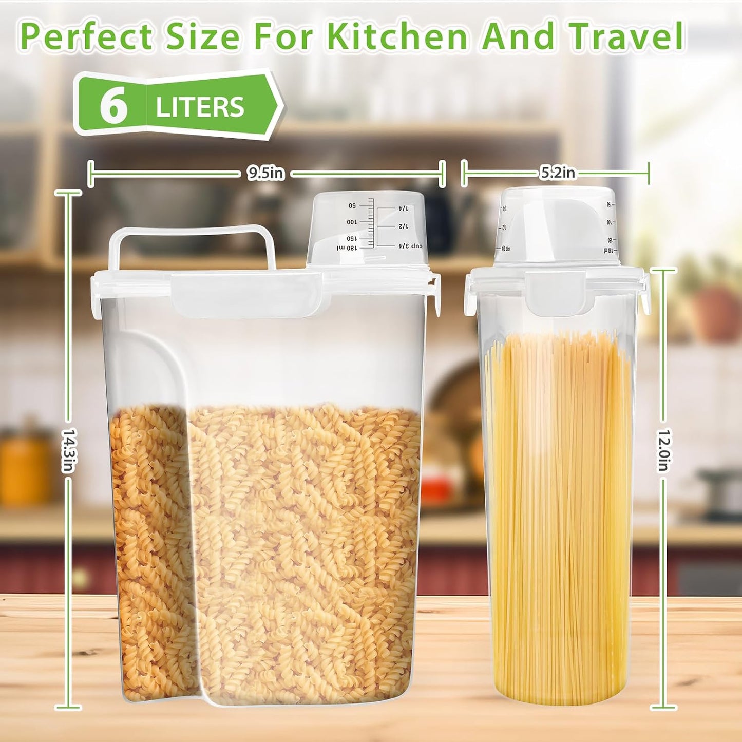 Viretec Rice Storage Container, 15 to 20lb Dry Food Airtight Dispenser, Pet Dog Cat Food Canister, BPA Free Clear Plastic Kitchen and Pantry Bin for Oatmeal, Cereal, Pasta, Flour Pack of 2 Grey