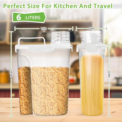 Viretec Rice Storage Container, 15 to 20lb Dry Food Airtight Dispenser, Pet Dog Cat Food Canister, BPA Free Clear Plastic Kitchen and Pantry Bin for Oatmeal, Cereal, Pasta, Flour Pack of 2 Grey