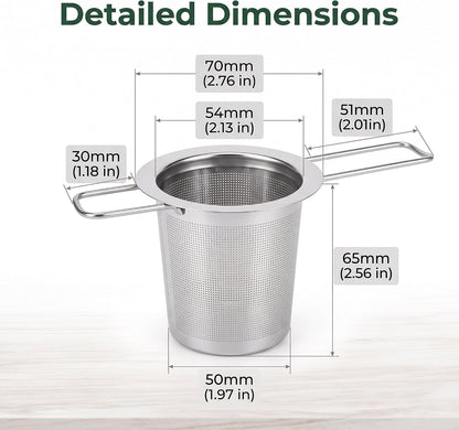 Tea Infuser,Stainless Steel Tea Steeper Fine Mesh Filters, Large Capacity Tea Strainer With Folding Handle And Lid,Hanging On Teapots Mugs Cups To Steep Loose Leaf Tea And Coffee(1 Piece,Silver)