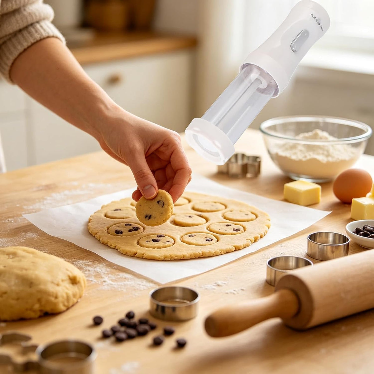 Cookie Press Set Battery Powered with 12 Discs and 4 Icing Tip