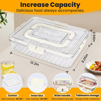 (2Pcs)Divided Serving Tray with Lid,Snackle Box Container with Lid,Snack Box Container with Cutlery Storage,8 Fruit Forks,2Spoons,Fruit Tray,Portable Snack Organizer,8 Compartments snack tray with lid