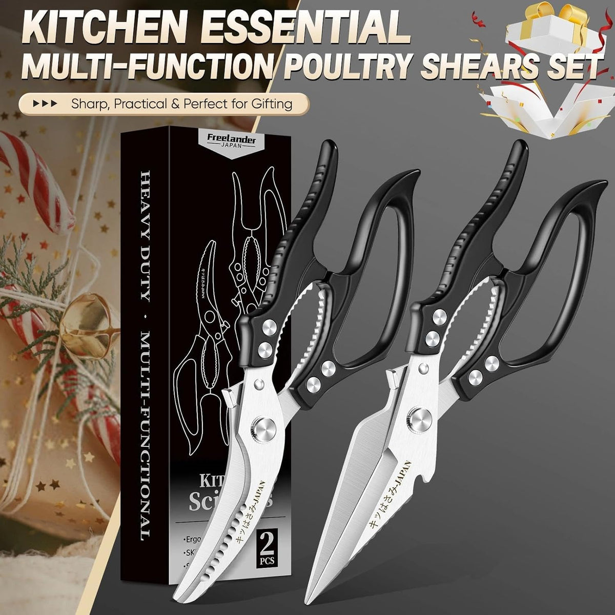 Freelander Kitchen Scissors Set - All Purpose Heavy Duty Poultry Shears