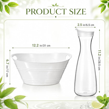 Funnymoom 6 Pcs Acrylic Ice Bucket for Parties 4l Oval Beverage Tub 47 oz Plastic Water Carafes with Lids Plastic Pitcher for Champagne Beer Wine Cocktail Iced Tea Pool Party(Clear)