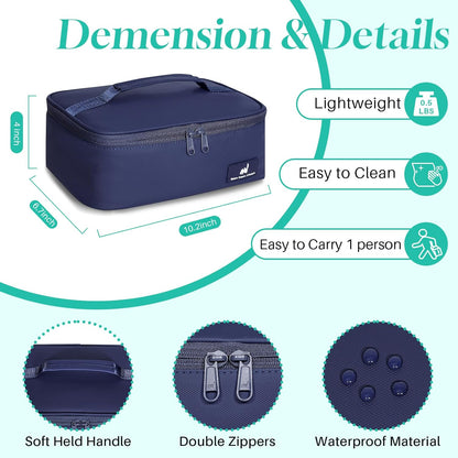 NOL Mini Insulated Lunch Bag for Women Men Kids | Small Leakproof Reusable Lunch Tote | Fits 6 Cans 330ml | Thermal Cooler for Work School Picnic Camping, Navy blue