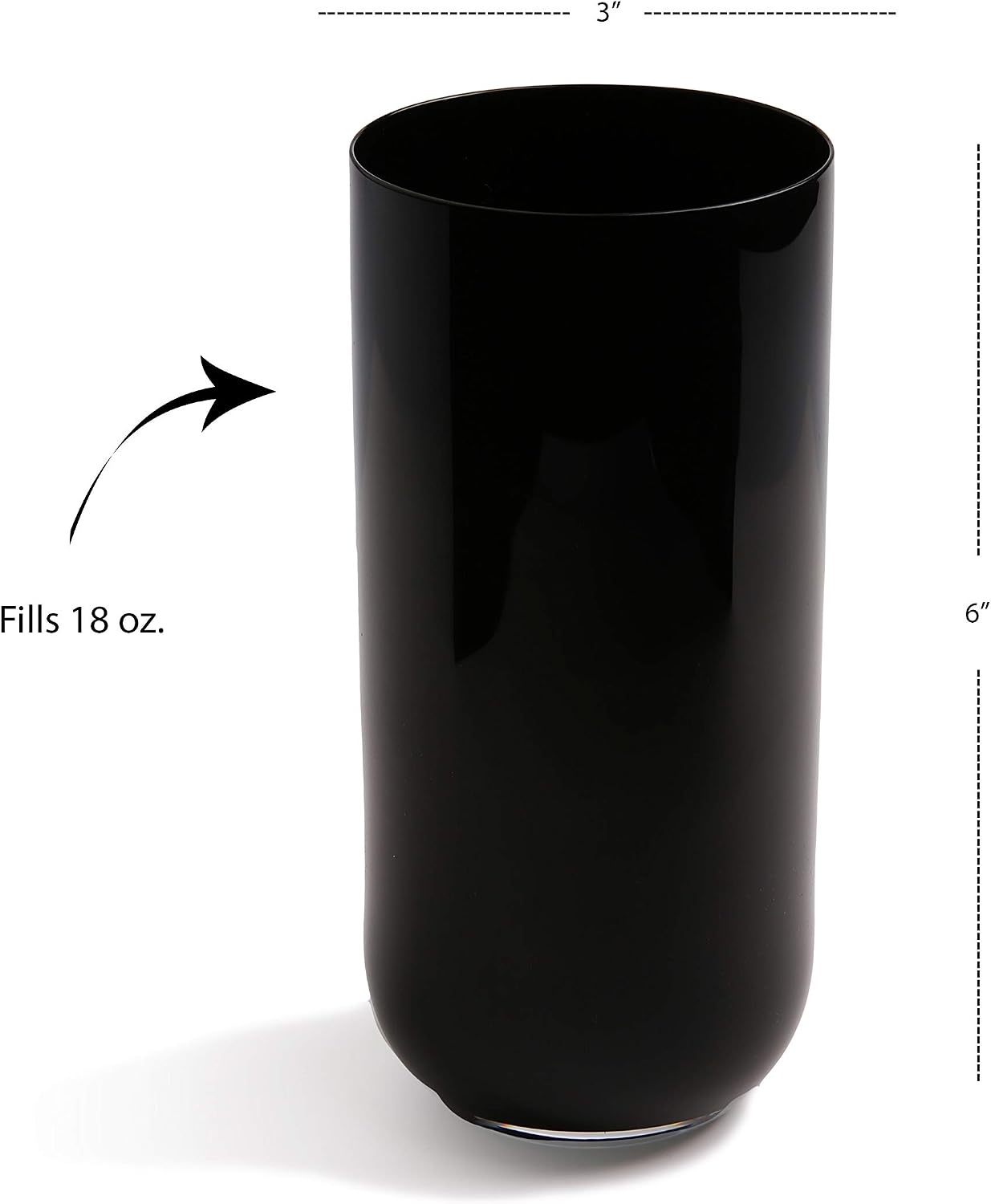 Colored Glass Tumblers, Stemless, Fills 18 oz. (black)