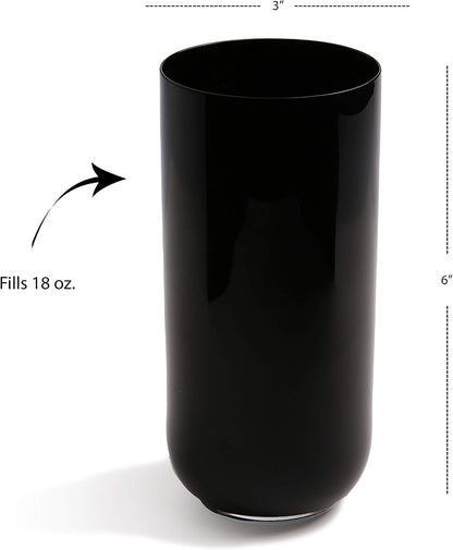 Colored Glass Tumblers, Stemless, Fills 18 oz. (black)