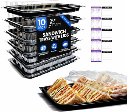 6 Pack Catering Trays with Lid – 13" Serving Trays with Lids - Reusable Serving Platter With Lid for Catering, Buffet, Picnics & Events – Party Trays With Lids (13.39 × 9.84 × 2.95 inch)