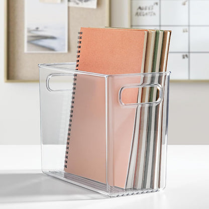 iDesign Pantry Bin with Handles, Clear | Storage for Cabinets, Fridge, or Freezer, Made in USA