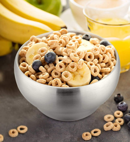 E-far Stainless Steel Bowls for Kids-6 Pack, 12OZ Double Walled Baby Toddler Bowls for Baby Food/Cereal/Snack, 18/10 Non-Toxic Metal & Unbreakable, Dishwasher Safe