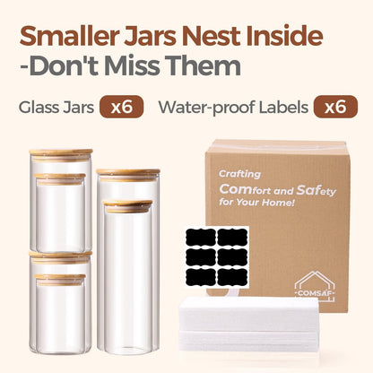 ComSaf 2Pcs Large Glass Storage Containers with Lids 4Qt, 1 Gallon Wide Mouth Flour Sugar Storage Containers, Large Capacity and Sealed for Rice, Cereal, Oat, Easy Clean and Scoop, Pantry Organization