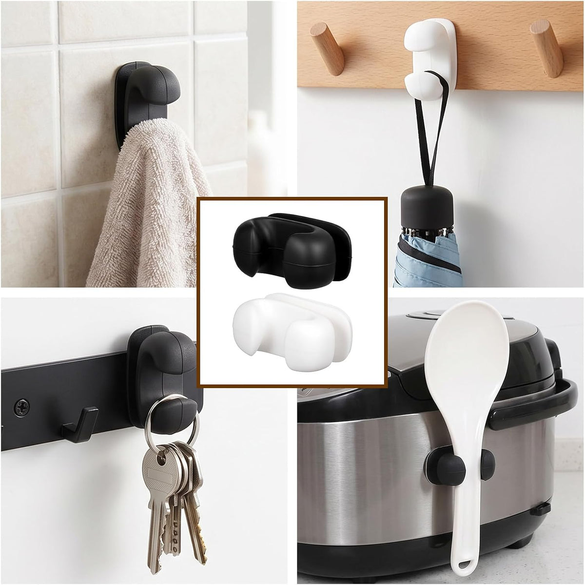 4Pcs Rice Paddle Holder- Mabor Self Adhesive Mount Rice Pot Spoon Holder
