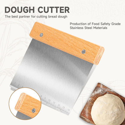Hand Crafted Bread Lame Premium Sourdough Scoring Tool Bread Making Tools pieces Bread Knife(5 Blades) with Dough Scraper Bread Cutter