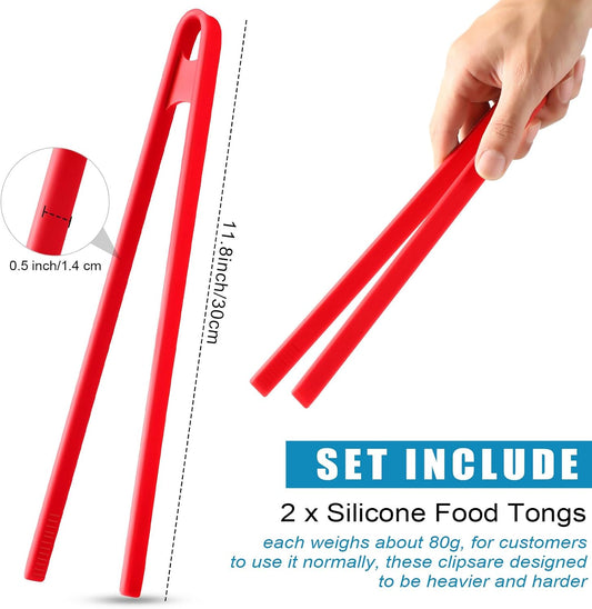 Patelai 2 Pcs 11.8 Inch Silicone Cooking Tongs Tweezers,Black