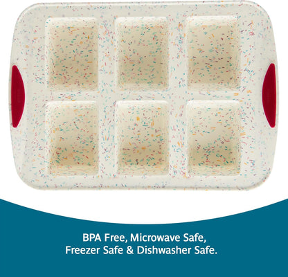 Trudeau Structure White Confetti 6-Cup Jumbo Muffin Pan – Premium Steel-Reinforced Silicone Bakeware, Nonstick BPA-Free Cupcake & Muffin Mold – Oven, Freezer & Dishwasher Safe