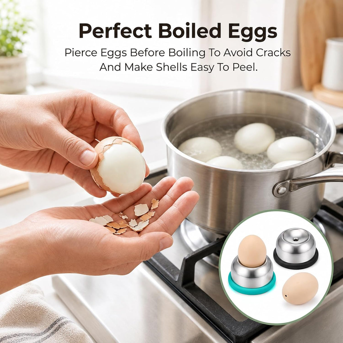 2PCS Stainless Steel Egg Piercer Tool for Raw Eggs(Blue+black)