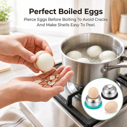 2PCS Stainless Steel Egg Piercer Tool for Raw Eggs(Blue+black)