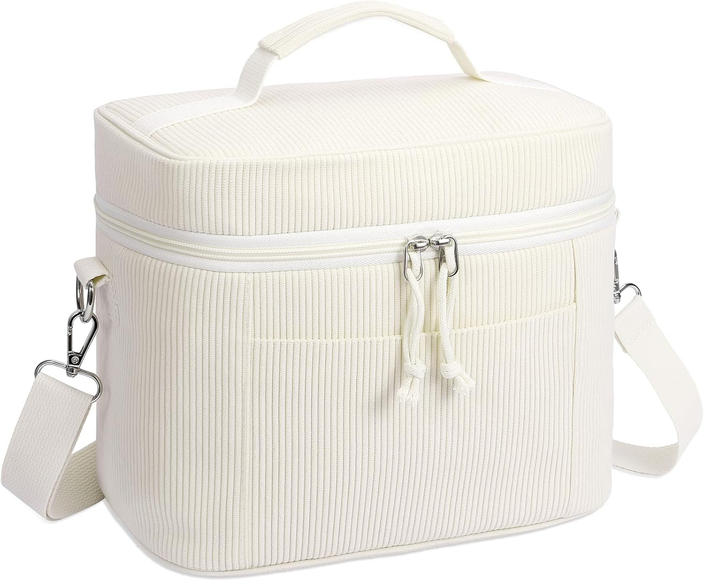 HowFly Lunch Bag Women Lunch Box for Women Cute Corduroy Insulated Lunch Bag Adult Large Cooler Lunch Tote Bags for Work Picnic Beach, Blue