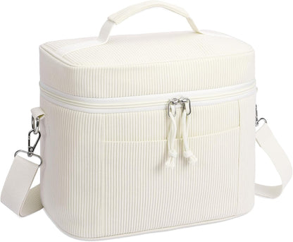 HowFly Lunch Bag Women Lunch Box for Women Cute Corduroy Insulated Lunch Bag Adult Large Cooler Lunch Tote Bags for Work Picnic Beach, Blue