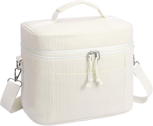 HowFly Lunch Bag Women Lunch Box for Women Cute Corduroy Insulated Lunch Bag Adult Large Cooler Lunch Tote Bags for Work Picnic Beach, Blue