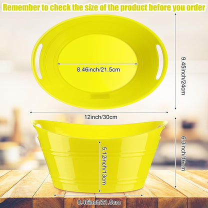 Patelai 6 Pcs Ice Buckets Bulk, Plastic Ice Buckets with Handles, Oval Storage Tub, Large Capacity Drink Tub for Party Bar Wine Beer Champagne Beverage Bottle Cooler(4.5 Liter,Clear)