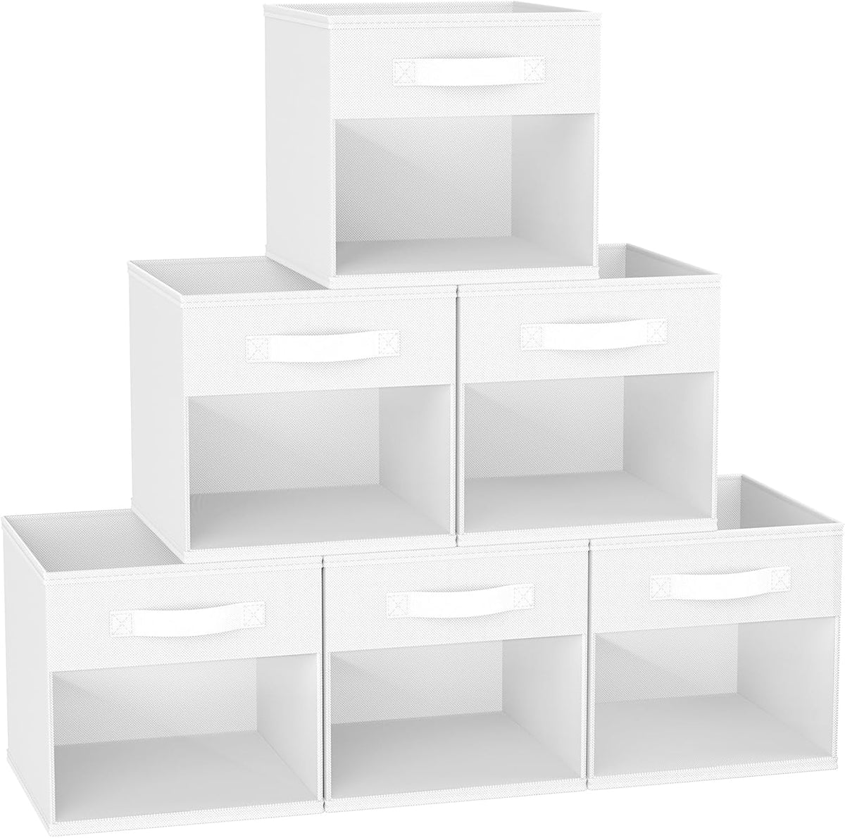 DIMJ Storage Cubes, 11x 11 inch Cube Storage Bin, 6 Pack Closet organizers and storage Bins with Window, Collapsible Baskets with Handle for Shelves, Clothes, Toys, Books (Grey)