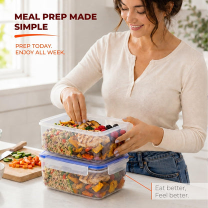 Tribello 250 oz Extra Large Airtight Food Storage Containers with SnapTight Lids – Clear, Stackable, BPA-Free Meal Prep Containers for Kitchen, Freezer & Pantry Storage