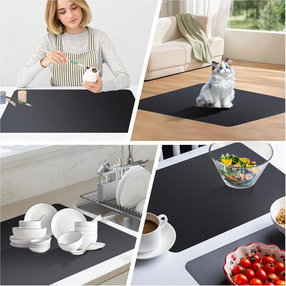 Extra Large Non-Slip Silicone Mat, 32.3x24 Inch Cut-to-Fit Counter Protector,Heat & Waterproof Drawer Liner, Food Grade Durable Desk Mat, 1.2mm Thick Gray