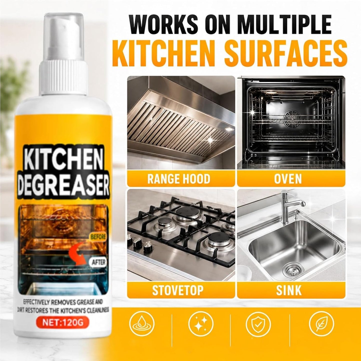 Apiastar Greasekiller Spray, Apiastar Greasekiller Spray Grill Cleaner, Fast-Acting Grease Removal, Suitable For Grills And Smokers, Stovetop,Oven, Easy Sprays Application, Outdoor Use (2PC)