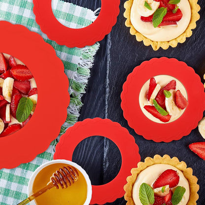 4Pcs Mini Pie Crust Shields, Silicone Mini Pie Pan Shields for Edges of Baking Pie, Red