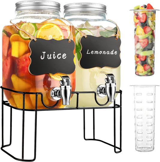 1 Gallon Glass Drink Dispensers For Parties，Lemonade Beverage Dispenser With Stand And Spigot For BBQ, Picnic, Party,Laundry Detergent Dispenser
