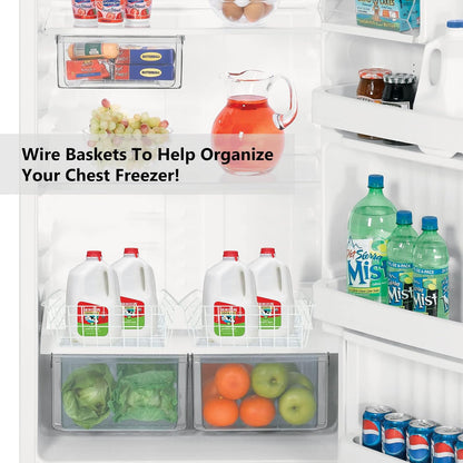 4 Pack Deep Freezer Organizer Bins Stackable Wire Basket for Organizing Metal Wire Storage Baskets for Pantry, Freezer Baskets for Chest Freezer, Upright Freezer