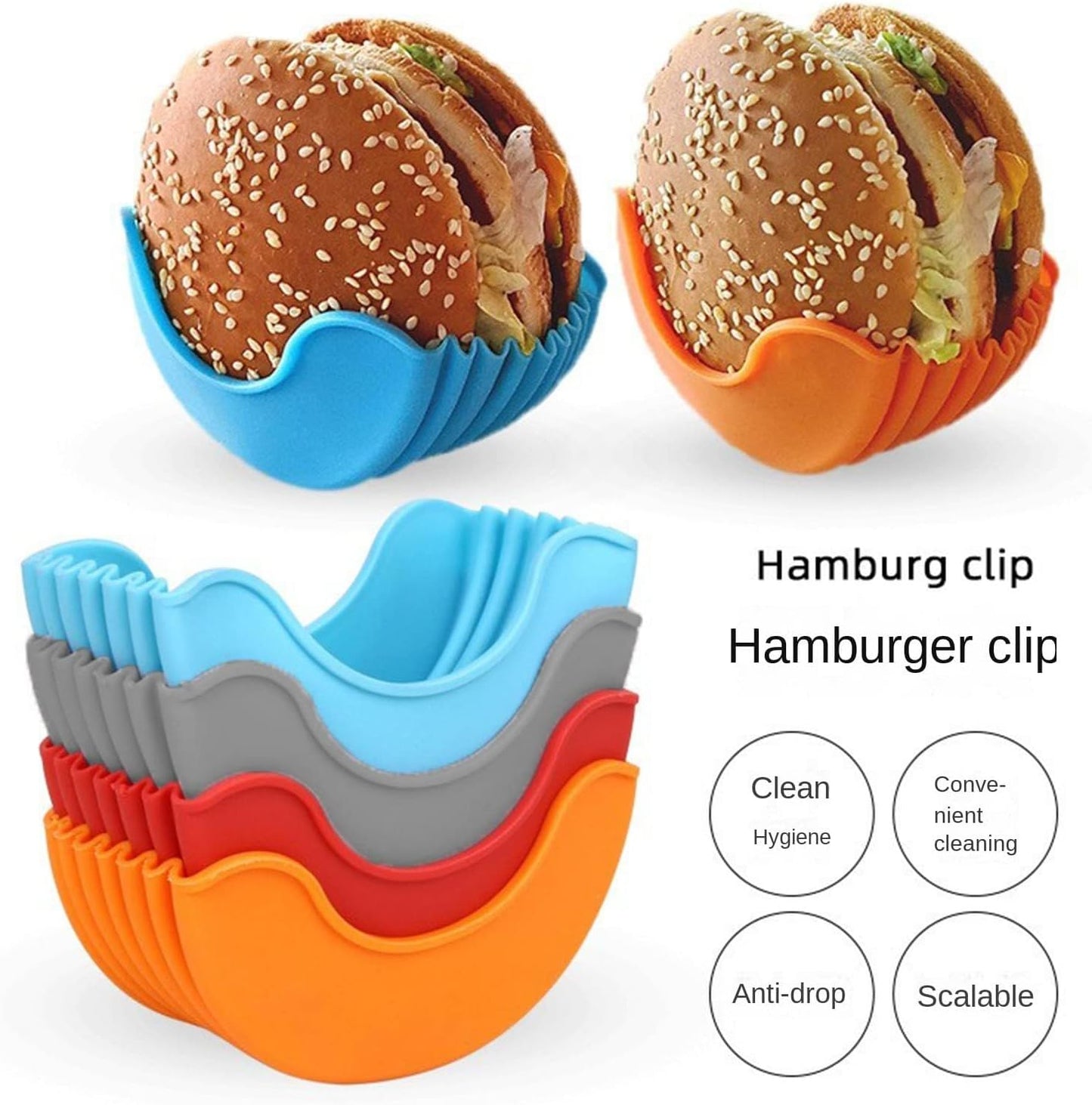 Hamburger Patty Freezer Containers with Lids, 4 Pack Silicone Burger Press Storage Trays for Freezing Ground Beef, Stackable Reusable Meal Prep Organizer