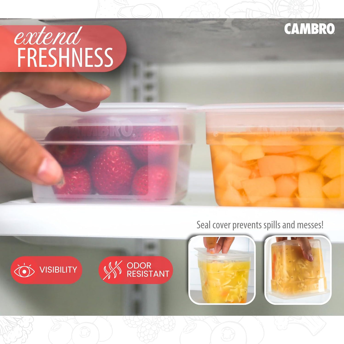 Cambro Food Storage Containers with Lids - Translucent (Microwave Safe and BPA-Free) - 16 and 32 oz (ounce) Food Storage Container - (20 Piece Set)