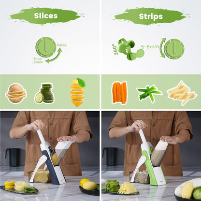SUPMAKIN Safe Mandoline Slicer, Adjustable Vegetable Food Slicer and Chopper, Potato Fries Fry Cutter, Veggie Salad Chopper, New Kitchen Chopping Artifact Gifts 2026 (SliverGray)
