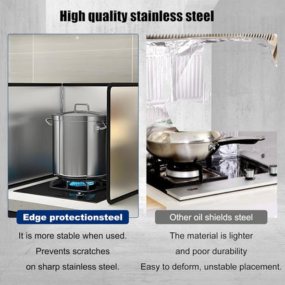 3 Sided Splatter Guard,Foldable Stainless Steel Oil Splatter Screens for Frying,Oil Splash Insulation Board,Nonstick Oil Splatter Guard Stove Heat Insulation Board for Cooking