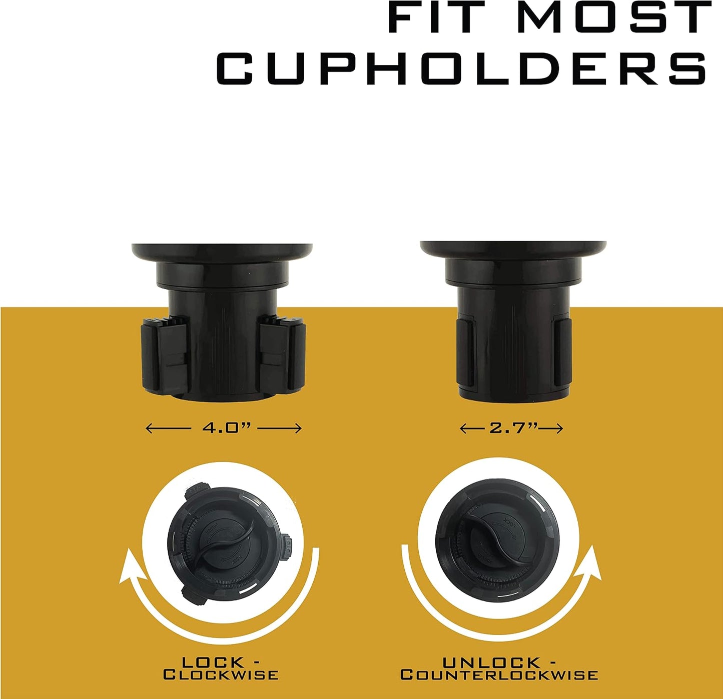 2CUPS Car Cup Holder Expander and Attachable Tray, Fits Yeti/Hydroflasks/Nalgene 16-40 oz. Dual Cup Holder with Adjustable Swivel Tray. Organizer Table for car, Truck, Automotive