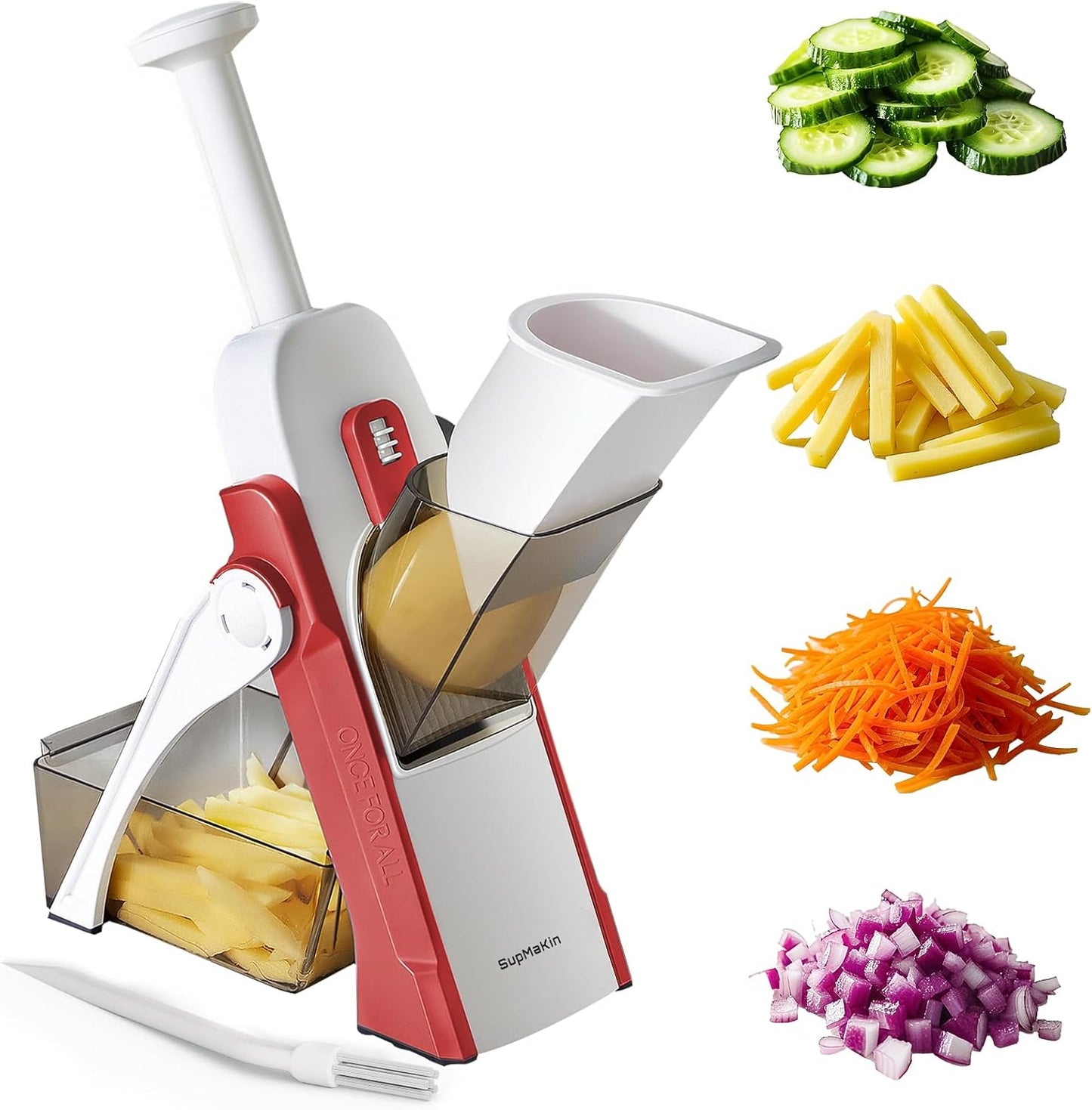 SUPMAKIN Safe Mandoline Slicer, Adjustable Vegetable Food Slicer and Chopper, Potato Fries Fry Cutter, Veggie Salad Chopper, New Kitchen Chopping Artifact Gifts 2026 (SliverGray)