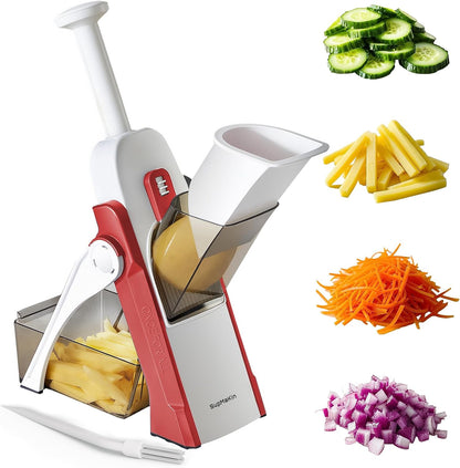 SUPMAKIN Safe Mandoline Slicer, Adjustable Vegetable Food Slicer and Chopper, Potato Fries Fry Cutter, Veggie Salad Chopper, New Kitchen Chopping Artifact Gifts 2026 (SliverGray)