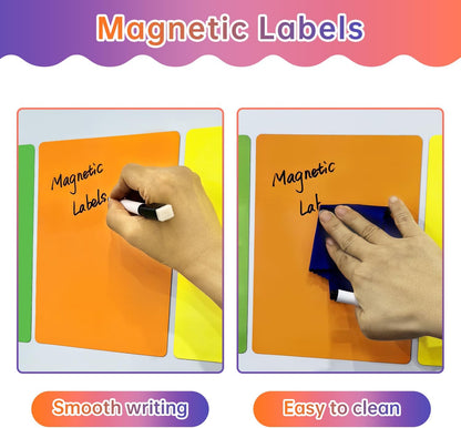 Write On Magnets Dry Erase for Fridge - 6 Pack - 8x6 in Whiteboard Magnetic Labels Writable Magnet Sheets Pads - White Board Magnet Strips for Home and Office