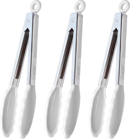HINMAY Stainless Steel Kitchen Tongs 9-Inch Cooking Tongs, Set of 3