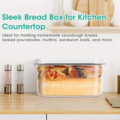 TBMax Large Airtight Food Container 5.28 Qt with Pop Up Lid & Measuring Cup, Ideal for 10 Lbs of Rice or 7 Lbs of Flour, Square Short Food Storage Bin for Kitchen Pantry and Drawer Organization