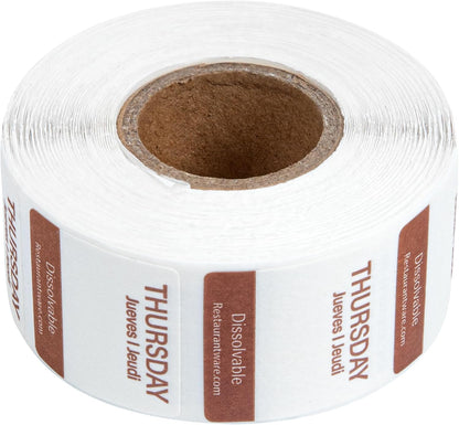 Restaurantware RW Smart 1 Inch x 1 Inch Food Rotation Labels 500 Dissolvable Food Safety Labels - Premium Trilingual Green Paper Day Of The Week Labels For Food Storage Or Prep Friday