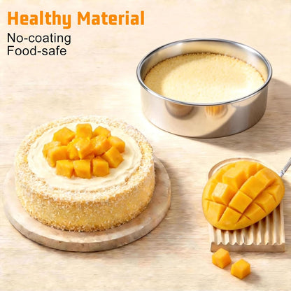 E-far 4 Inch Small Cake Pan, Stainless Steel Mini Round Smash Cake Baking Pans, Non-Toxic & Healthy, Mirror Finish & Dishwasher Safe