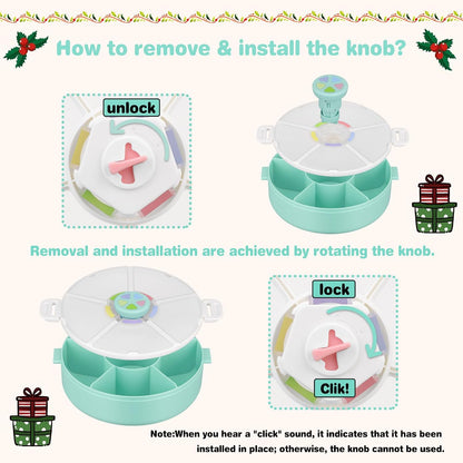 JOOPETALK Kids Reusable Rotating Snack Container with 5 Separate Compartments, Color Matching Opening Lid, BPA/PVC-Free, Dishwasher Safe, Perfect for Travel, School Lunches & On-the-Go Snacking-Purple